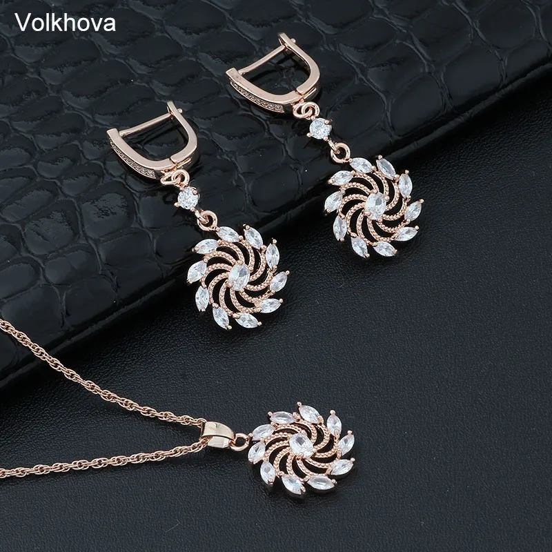 

Volkhova korean Fashionable vintage cute web celebrity contracted long style temperament flower round CZ earrings for women