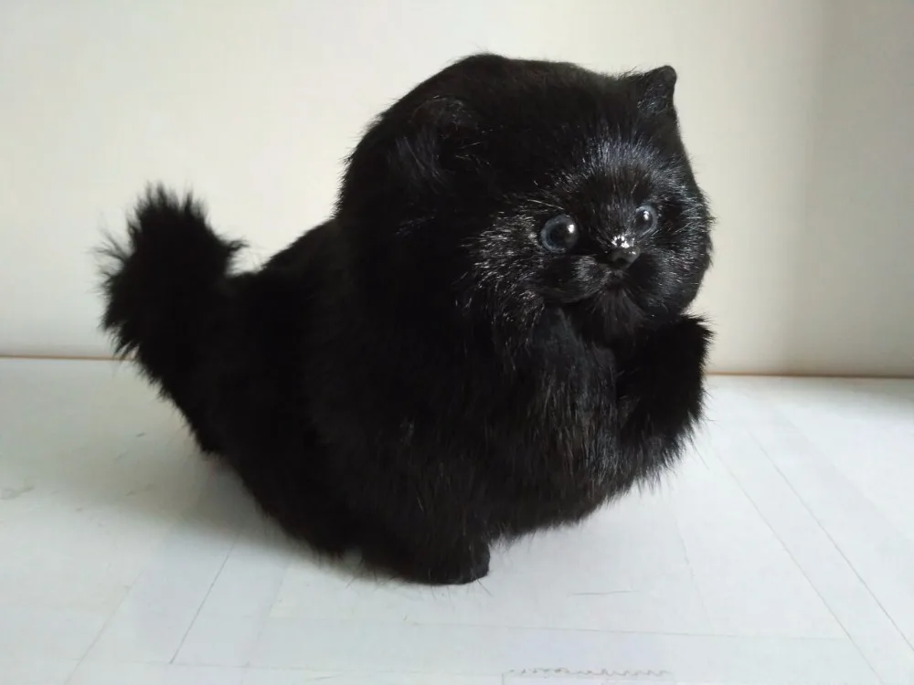 

18x8x15cm simulation black cat model,polyethylene&furry furs sounds miaow cat handicraft,props,home decoration gift p0889