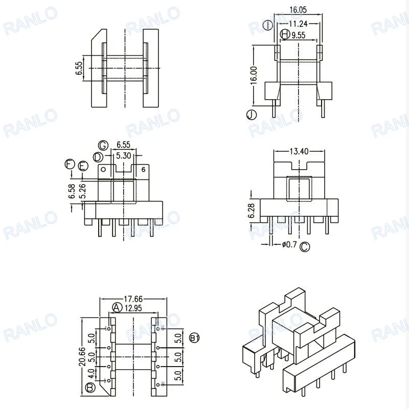 EE19 горизонтальный 4 + контактный трансформатор Шпулька магнит ферритовый
