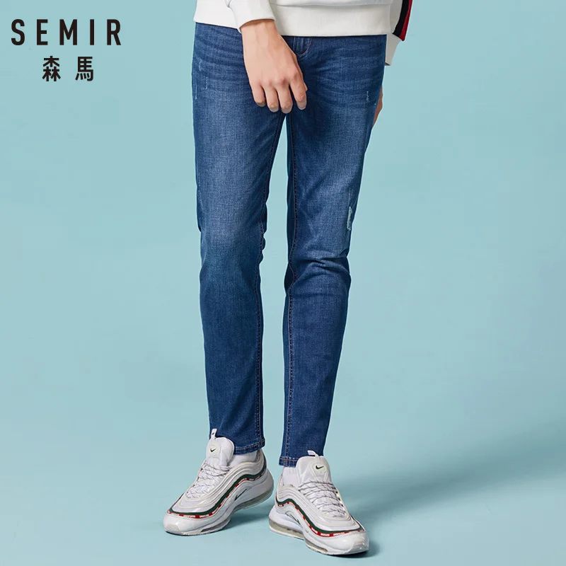 SEMIR Новинка осени 2019 стильные мужские повседневные джинсы высокое качество облегающие брюки упругие модные