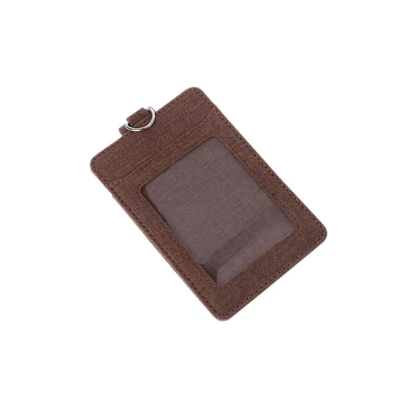 deep brown 1 Высококачественная портативная кожаная деловая Рабочая ID бейдж для пропуска транспортная карта чехол держатель с шейный ремешок - Цвет: deep brown 1