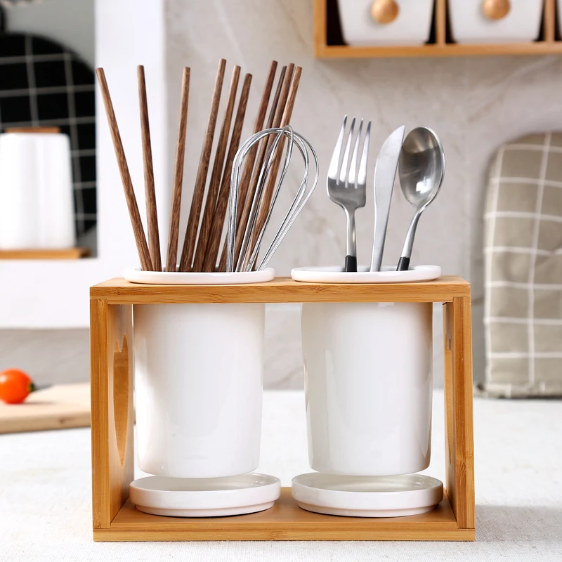 Керамическая ложка вилка нож палочки для еды держатель слива кухонный