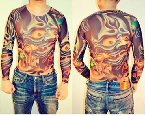 Мужская и женская рубашка с длинными рукавами черепами татуировками 33 стиля|long