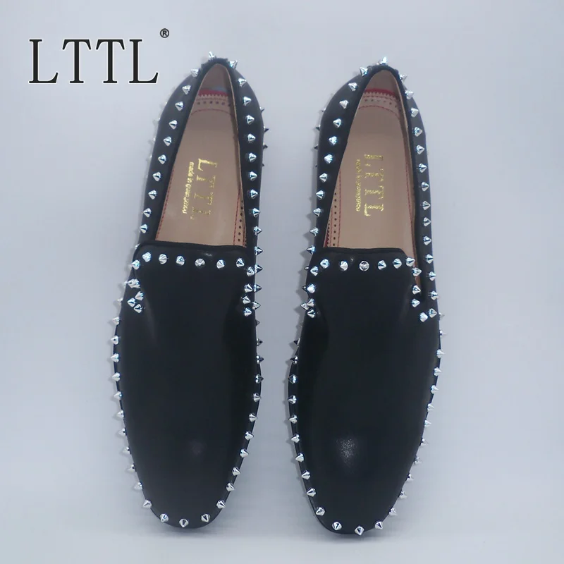 Мужские кожаные лоферы с заклепками без шнуровки | Обувь