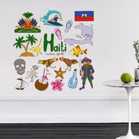 haiti colorful illustration travel the word landmark wall sticker wedding decor vinyl waterproof wall sticker wallpaper decal