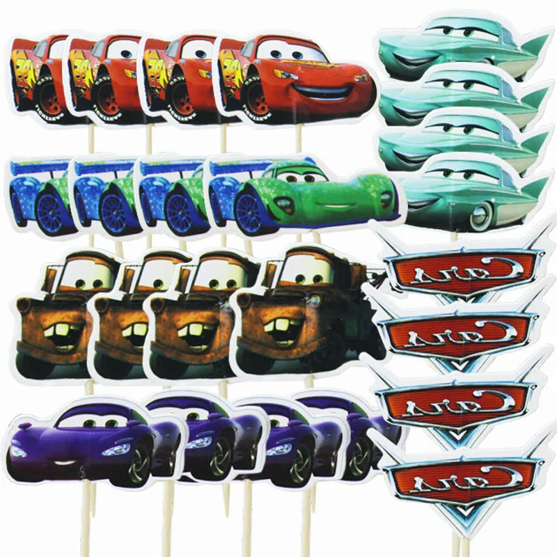 24 шт. Disney Cool the Cars PLEX Cupcake Toppers flag Picks Baby Shower Детские украшения для торта