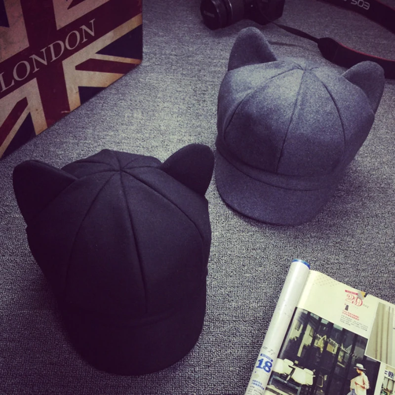 DT792 корейская модная восьмиугольная кепка с кошачьими ушками для женщин