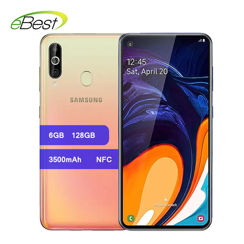 Samsung Galaxy A60 смартфонов 6,3 дюйма FHD+ Snapdragon 675 Octa Core 6 GB 128 GB Android 9,0 тройной-задняя камера NFC мобильный телефон