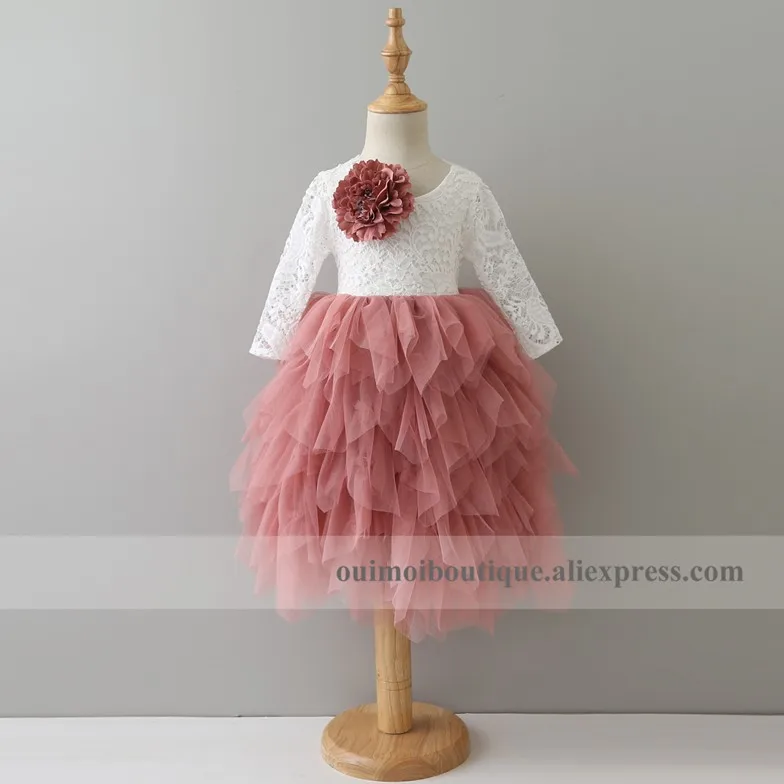 dark pink ; экспресс-; сезон осень-От 1 до 8 лет; длинное кружевное платье для девочек; Макси-Платья принцессы для девочек; пышные костюмы для девочек на свадьбу и день рождения - Цвет: dark pink