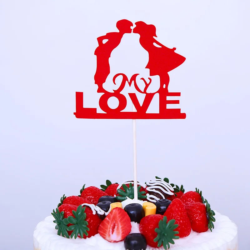 1 шт. свадебные флажки для торта с надписью My Love золотистые черные красные