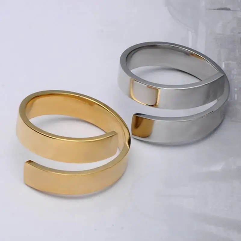 Кольцо из титановой стали для женщин и девушек простой стильный регулируемый