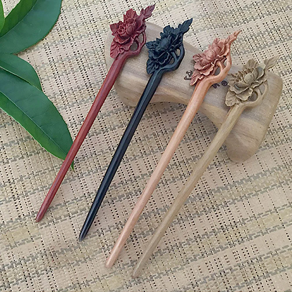 FORSEVEN цветок магнолии деревянный Шпильки Красное сандаловое дерево шпильки для