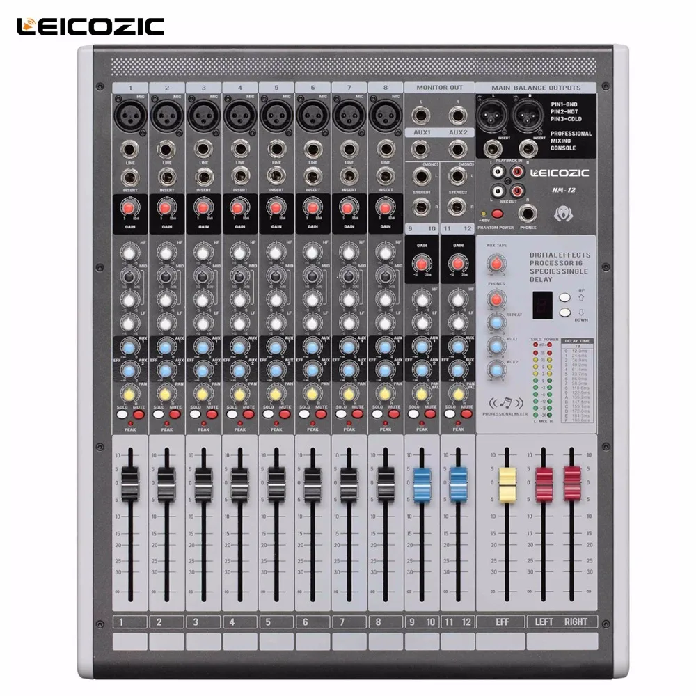 Leicozic HM12 8-канальный сетевой видеорегистратор профессиональный миксер микшерный пульт+ 48В цифровой процессор эффектов dj консольный микшер pro в прямом эфире