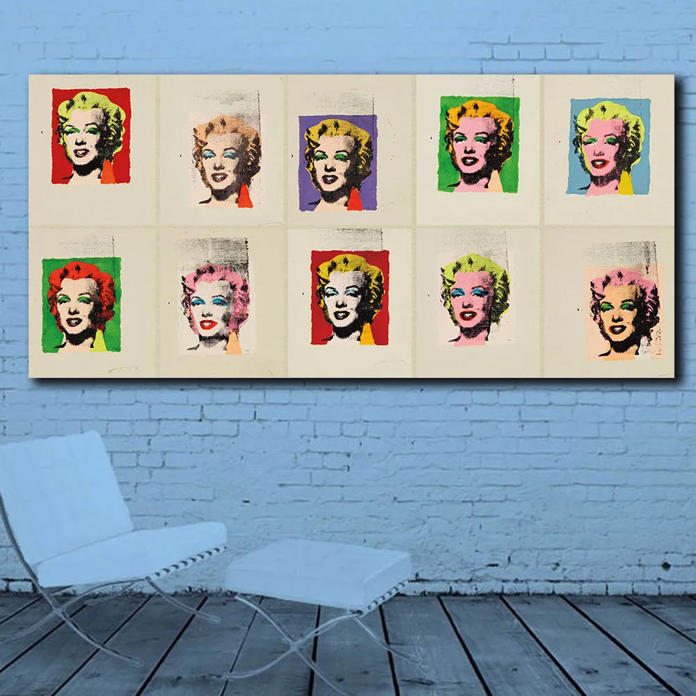 Large size Printing Oil Painting Ten works Andy Warhol Marilyn Wall Art canvas Print Pictures for living room and bedroom | Дом и сад
