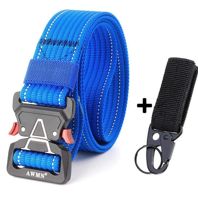 Blue Belt Match Нейлоновый мужской ремень тактический дизайнерский ремень для брюк с металлической пряжкой быстросъемный поясной ремень длинный тренировочный армейский мужской ремень Кобра для рыбалки - Цвет: Blue Belt Match