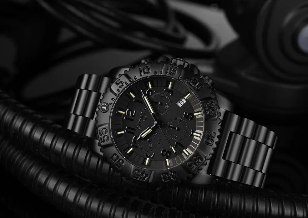 Высококлассные мужские военные часы Топ бренд карнавал Профессиональный Тритий Светящиеся Часы мужские календарь Водонепроницаемый Relogio masculino