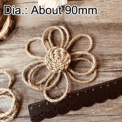 5pcs hemp flower 5 шт., ручная работа, цветы из мешковины, роза, винтажная джутовая, вечерние, свадебные украшения, натуральный цвет, сделай сам, ремесло, потертый, шикарный цветок - Цвет: 5pcs hemp flower