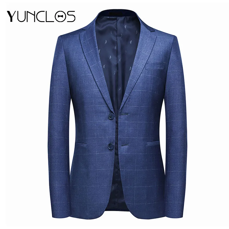 YUNCLOS европейский размер Мужской Блейзер пиджак формальный деловой блейзер