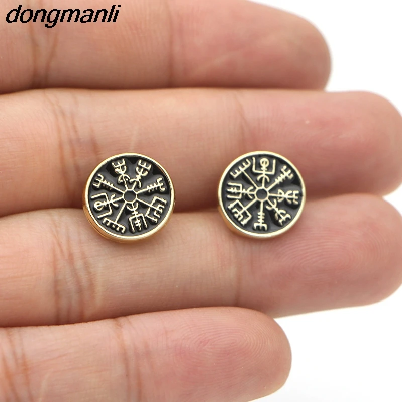 P1237 Dongmanli модные серьги-гвоздики в виде руны викингов Vegvisir Compass для женщин символ Одина амулет, серьги Прямая поставка