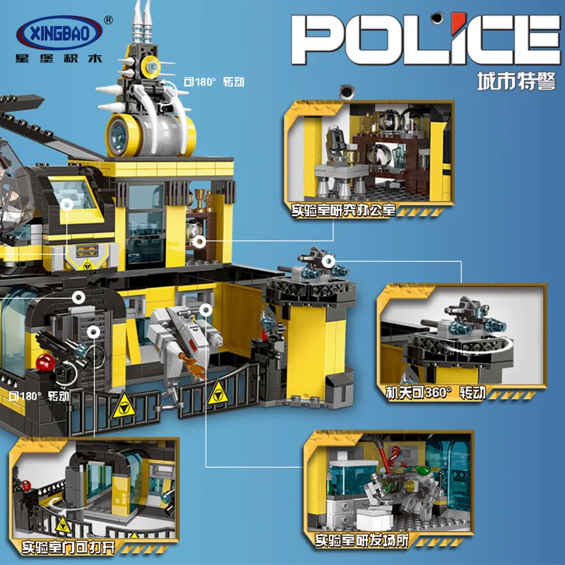 

XINGBAO 10006 City Series Police Stop The Assault Institute Set Model Building Blocks Bricks Educatiobal Toys Birthday Gifts