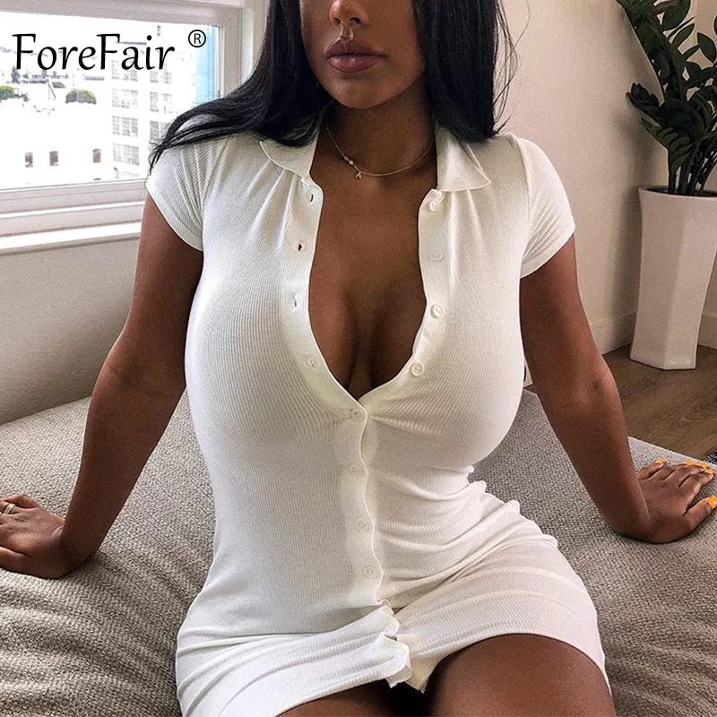 Женское трикотажное мини платье Forefair повседневное облегающее с коротким рукавом