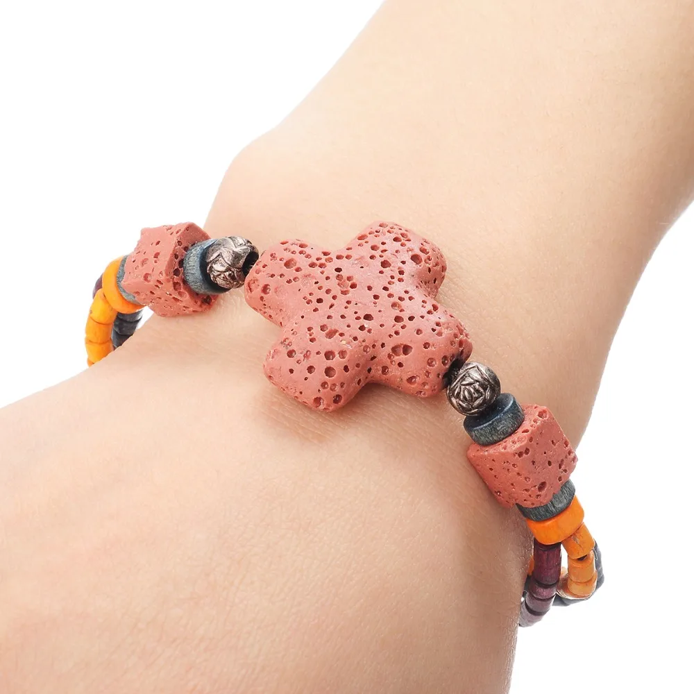 Лидер продаж вулканические камни синие деревянные красные бусины