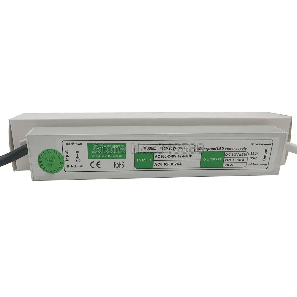 DC12V IP67 Водонепроницаемый Открытый Светодиодный драйвер освещения трансформаторный источник питания мощностью 10 Вт, 15 Вт, 20 Вт, 25 Вт 30 Вт, светодиодные полосы освещения мощностью 45 Вт, 50 Вт, 60 Вт, 80 Вт, 100 Вт 120 W 150 W
