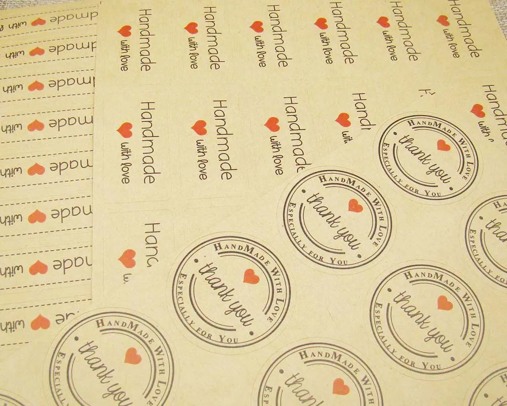 2000 шт. оптовая продажа крафт наклейки ручной работы с надписью спасибо этикетка