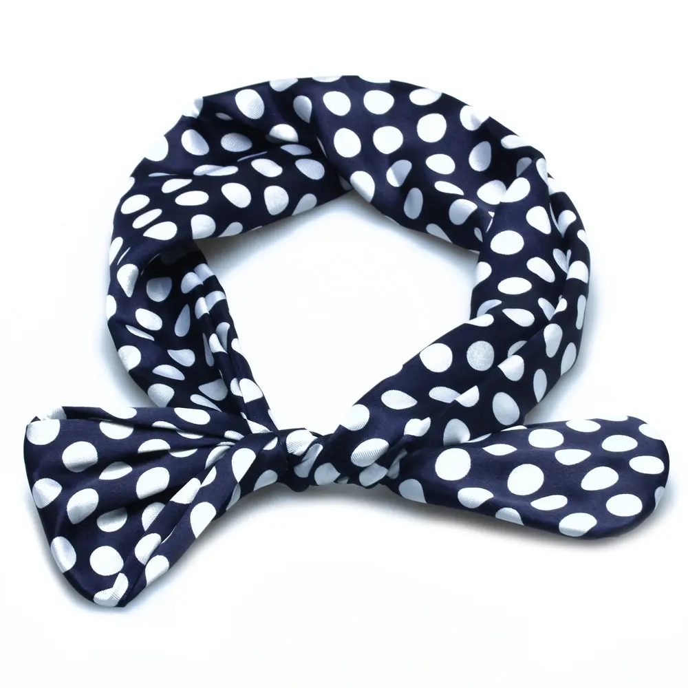 Женская повязка на голову шарф темно синий горошек хит продаж|dot dots|dot polkadot blue |
