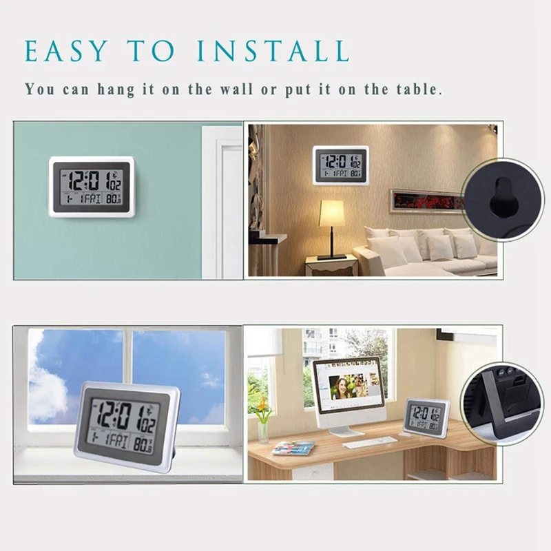 Настенные часы Atomic Digital большой ЖК дисплей работающий от аккумулятора