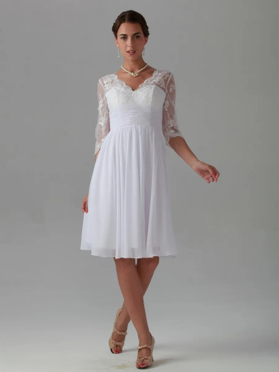 Романтическое кружевное пляжное Короткое свадебное платье длиной до колена