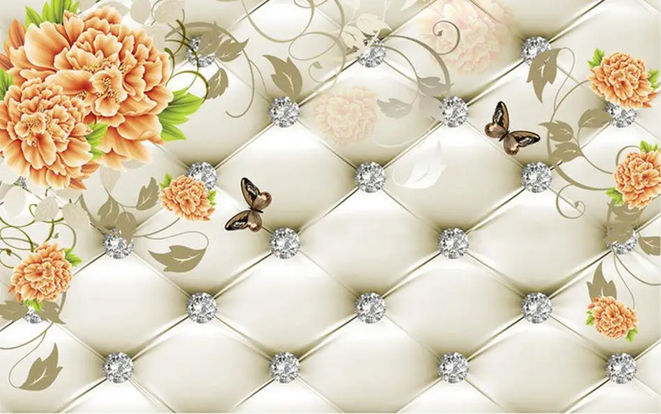 3D обои на заказ роспись красоты нетканые ручная пион мягкая упаковка фон