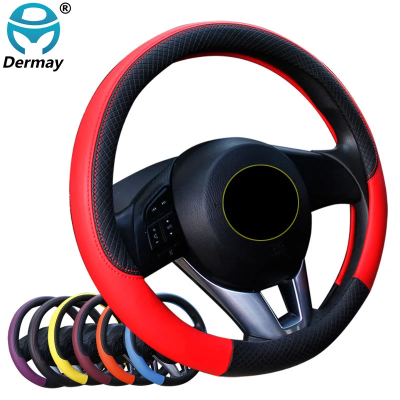 

Universal Car Steering Wheel Cover Volant Fashion 7 Colors Non-slip Funda Volante Braid on the Steering-wheel Auto Car Styling