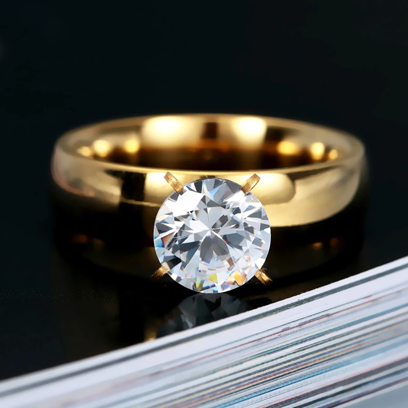 Кольцо свадебное круглое из нержавеющей стали с фианитом|ring for|fashion ringsring fashion |