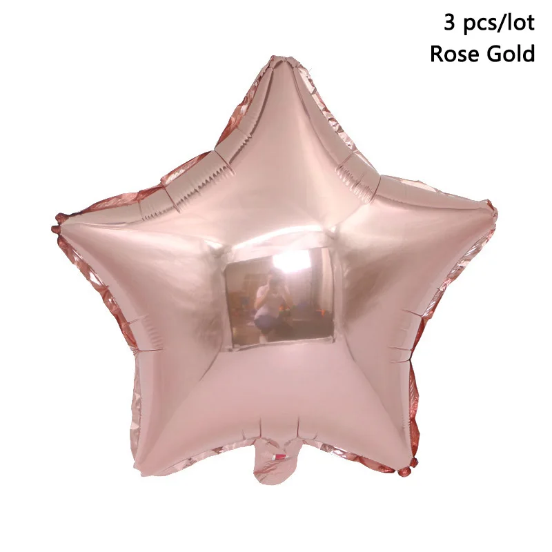 Star Rose Gold 3 шт./лот 18 дюймов шар в форме звезды воздушные шары с дизайном «сердце» на день рождения шарики для свадьбы Вечерние decoarations алюминиевый шары праздничные воздушные шары с гелием - Цвет: Star Rose Gold