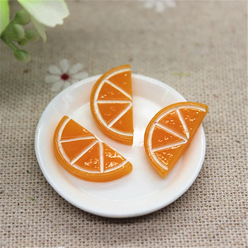 

20pcs Kawaii Miniature Simulation Fruit Orange Resin FlatBack Cabochon DIY Decorative Craft Scrapbooking Accessories,10*21mm