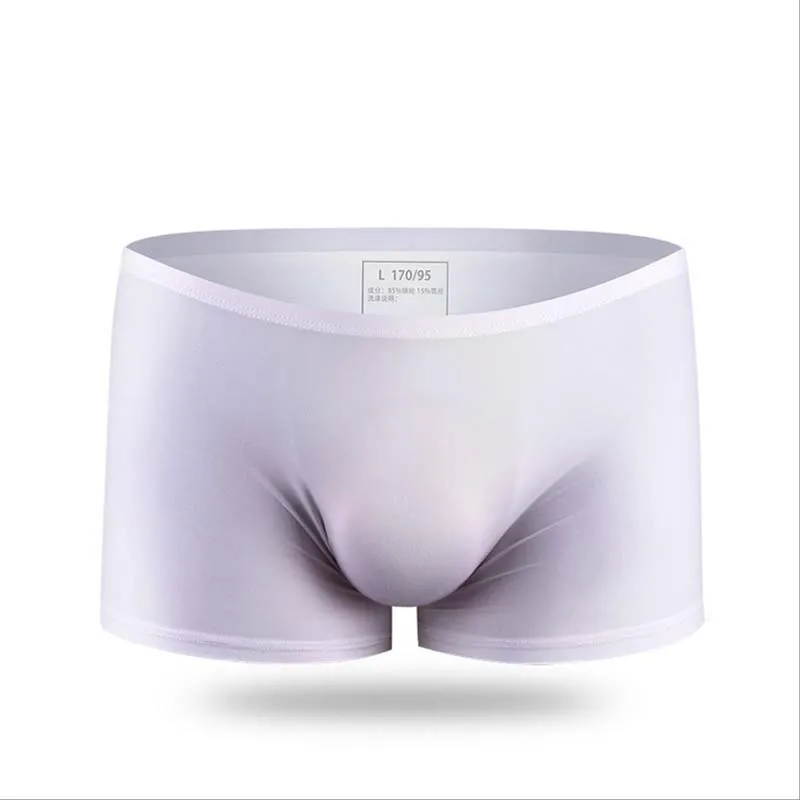 Мужские брендовые шорты-боксеры, сексуальное нижнее белье, ice silk Cueca Masculina Hombre Slips Ropa Interior, домашнее нижнее белье, мужские боксеры с мешочком для пениса - Цвет: U138 white