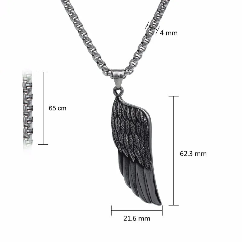 Ожерелье с подвеской в виде крыла ангела Hemiston Titanium Seel|Ожерелья подвеской| |