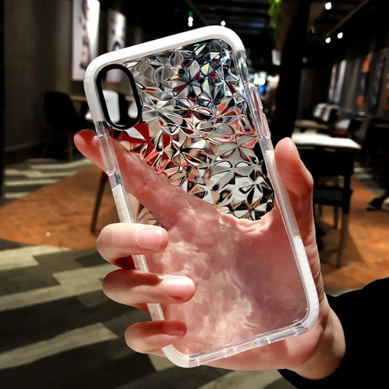 N1986N Телефон чехол для iPhone 6 6s 7 8 Plus X XR XS Max Мода 3D Алмазная текстура прозрачный мягкий ТПУ противоударный для iPhone X - Цвет: white
