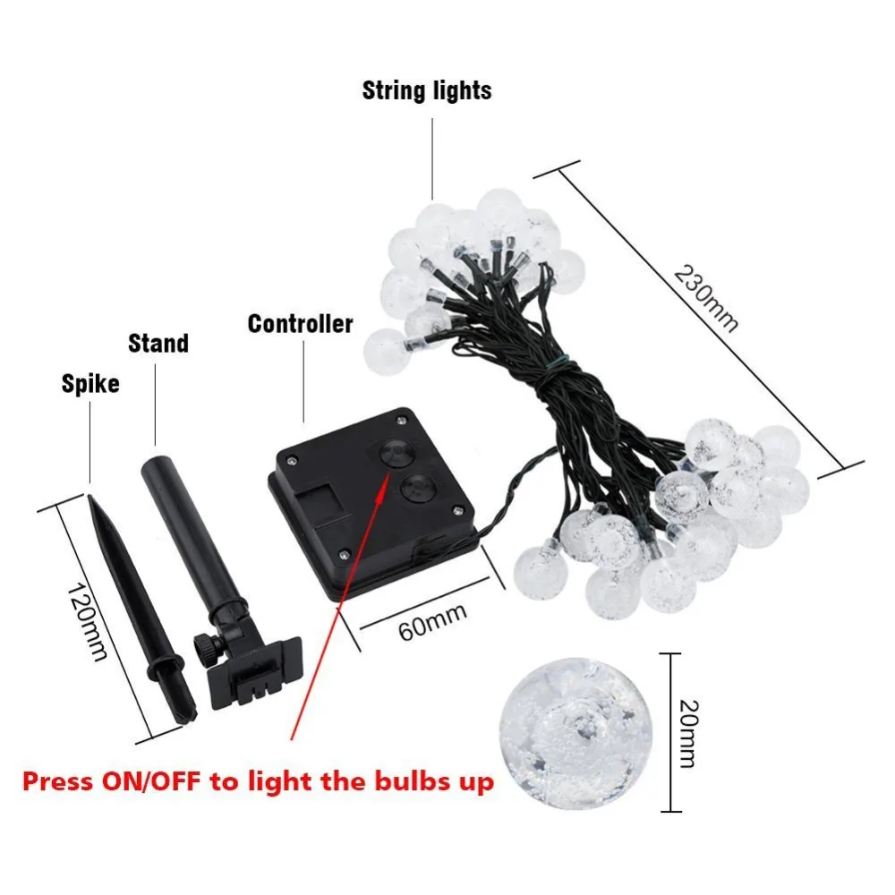 Разноцветная светодиодная гирлянда с теплым белым светом на батарейках