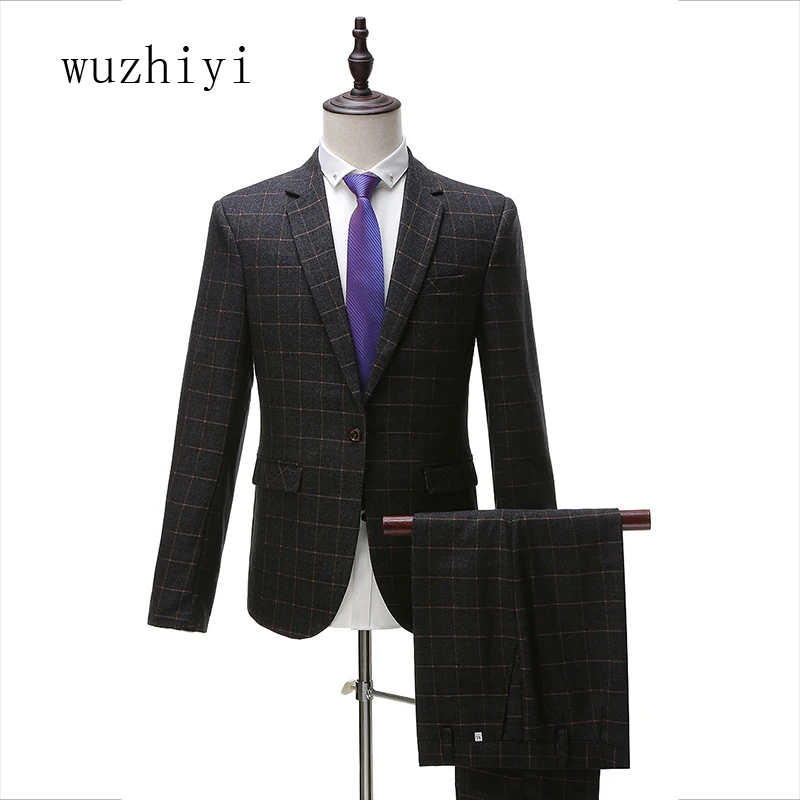 Костюм wuzhiyi mariage homme два предмета новейшее пальто брюки дизайнерский мужской
