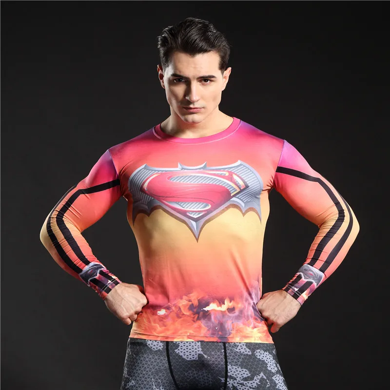 Мужские компрессионные лосины с длинным рукавом Термофутболка для фитнеса