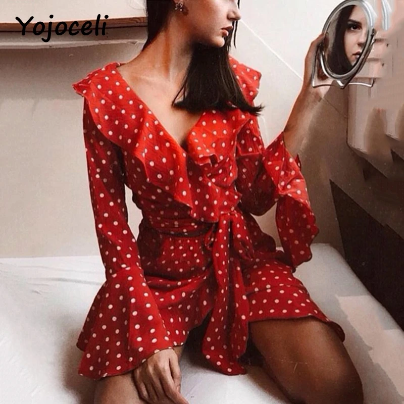 Женское короткое клетчатое платье Yojoceli вечерние кантное с оборками и открытыми