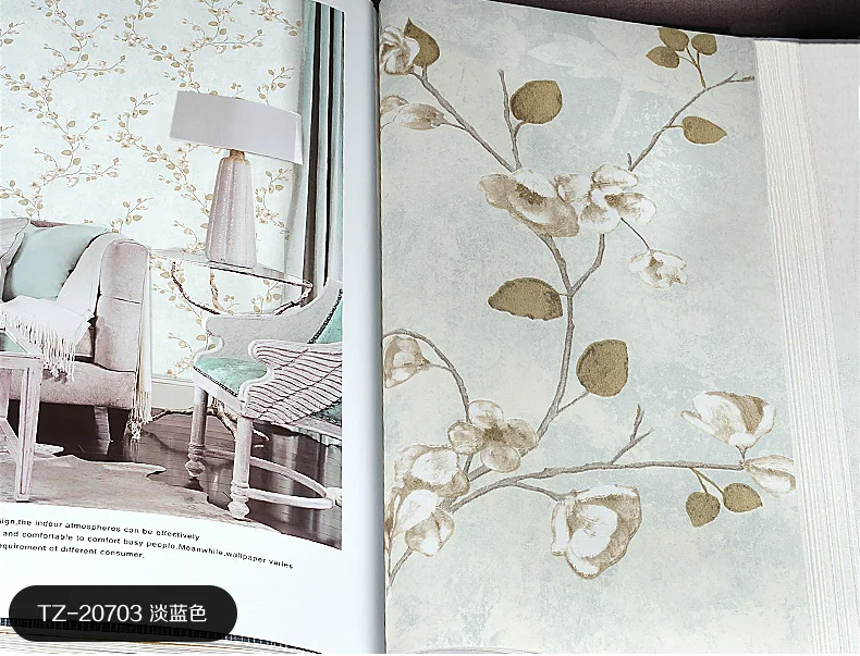 Европейский лист цветок пастырской стены Бумага стекались нетканые для Спальня