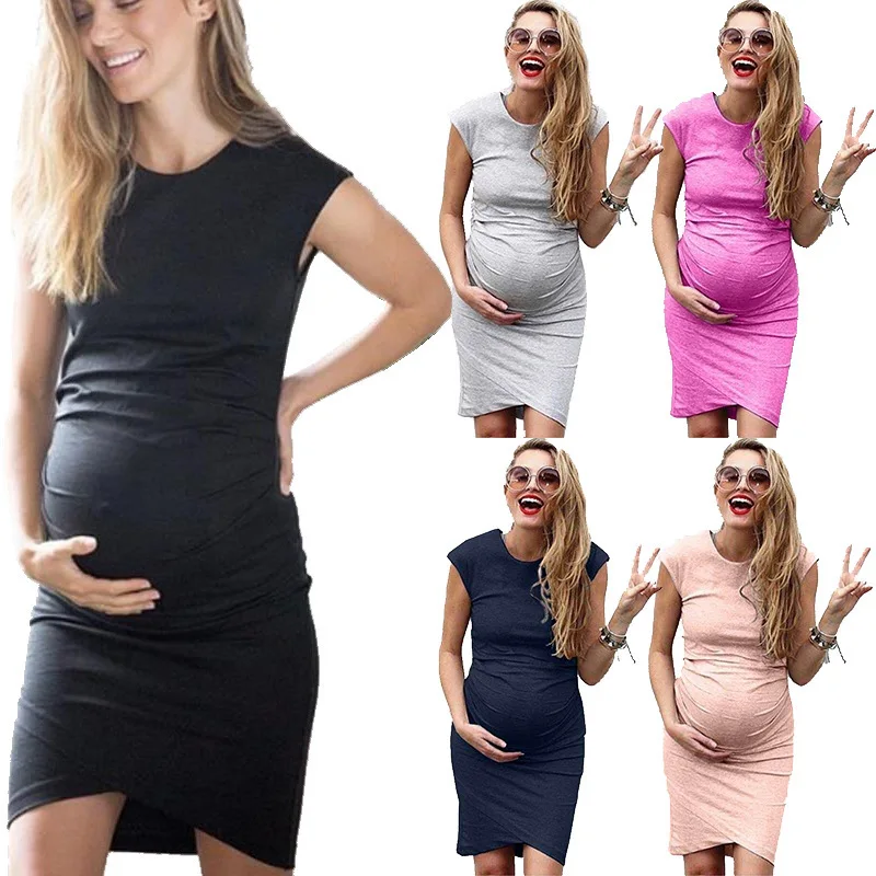 Maternity Dresses Fashion Pregnancy Clothes Pregnant Women Dress Summer Cotton Knee-length Mummy Clothing | Мать и ребенок