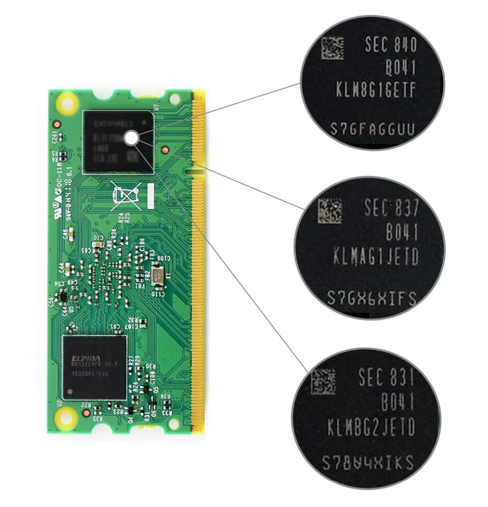 Вычислительный модуль Raspberry Pi 3+ Lite/8 ГБ/16 ГБ/32 ГБ флэш-памяти 1 Гб Оперативная память 64 бит 1,2 ГГц BCM2837B0 200PIN SODIMM разъем поддерживает окна 10 и т. д