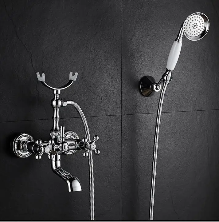 Хромированный смеситель для душа ванной комнаты набор с хрустальной ручкой и
