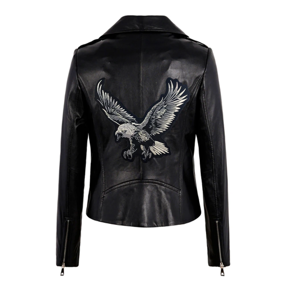 Серебристые свирепые нашивки с орлом вышивкой на задней стороне куртка для