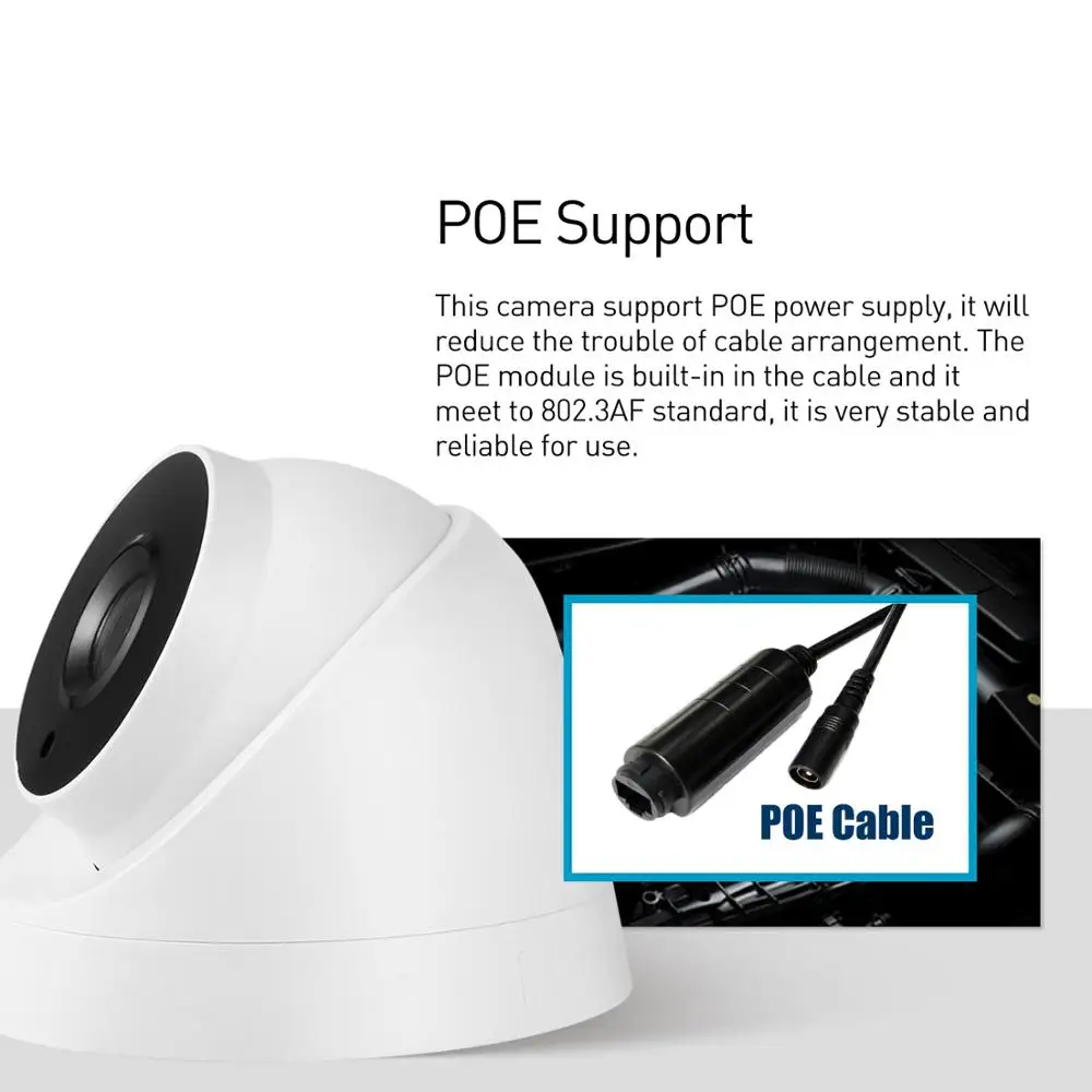POE FHD 1080P купольная ip камера ночного видения 3 массива LED 2.0MP домашняя безопасности