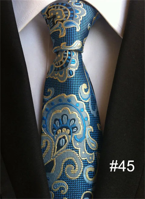 Роскошный жаккардовый тканый галстук 8 см Официальный Синий Галстук Пейсли в